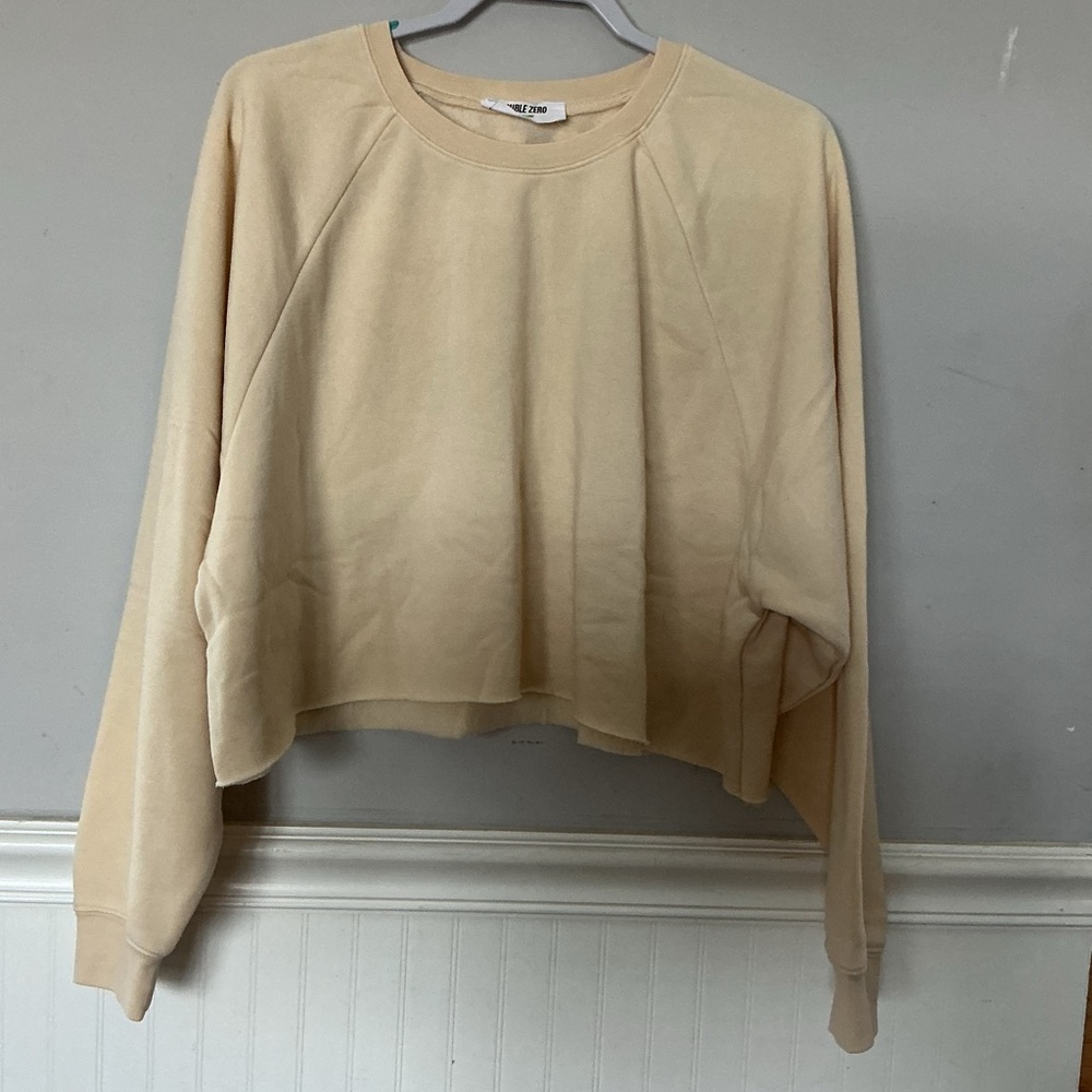 Double Zero Tan Cropped Sweatshirt